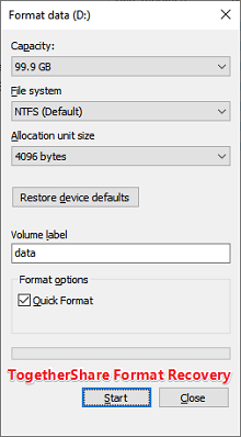 recover lost data after quick format/full format