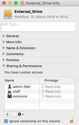 hard drive is read-only on Mac