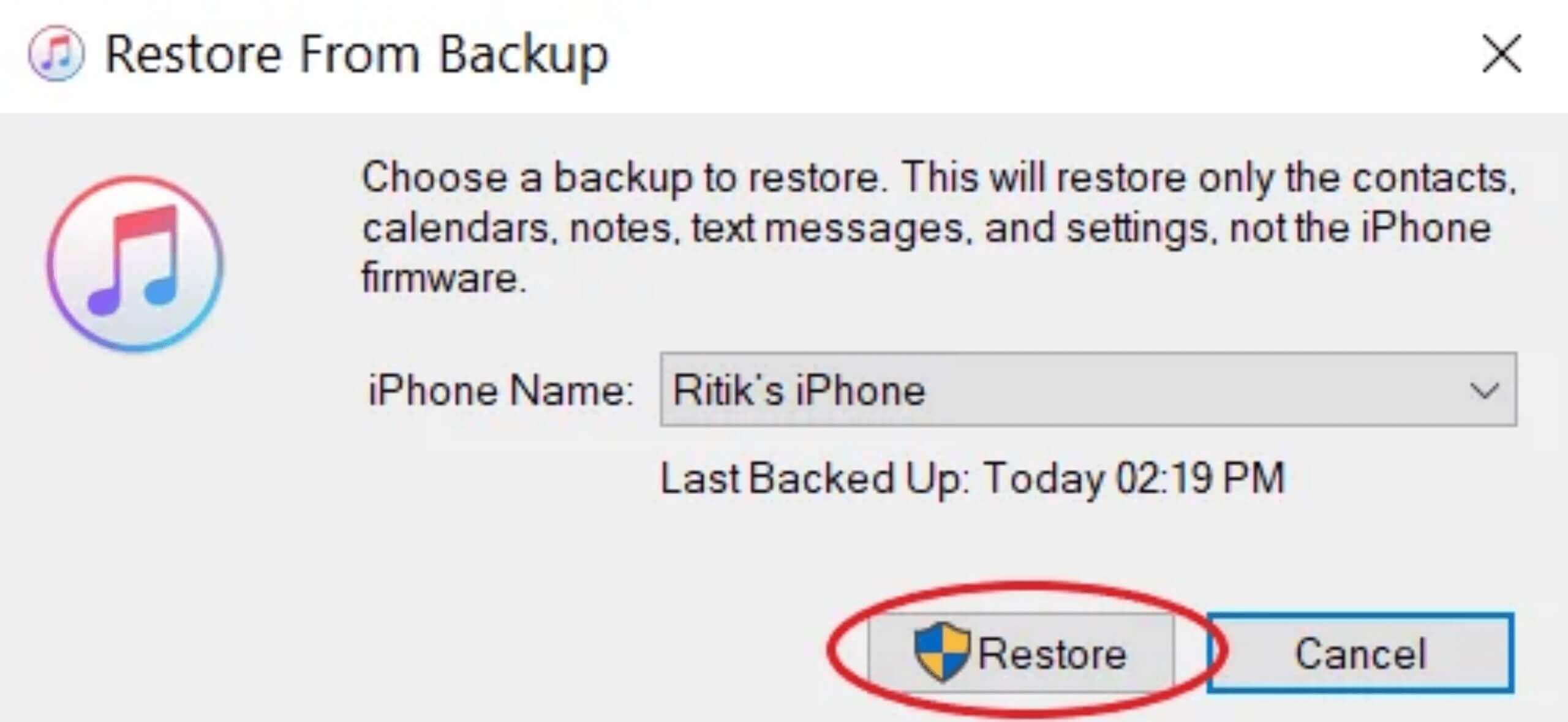 Restore from backup